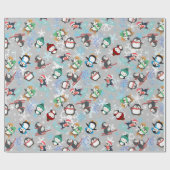 クリスマスペンギン冬のスポーツかわいいおもしろい ラッピングペーパー (フラット)