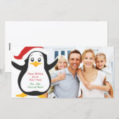 クリスマスペンギン家族のフォトカード シーズンカード (正面/裏面)