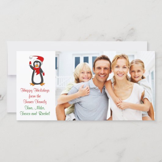 クリスマスペンギン家族のフォトカード シーズンカード (正面)