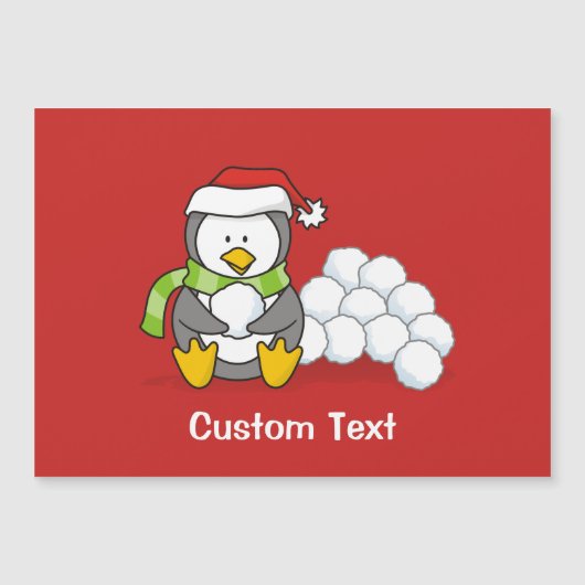 クリスマスペンギン座って雪玉 (正面)