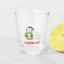 クリスマスペンギン座って雪玉