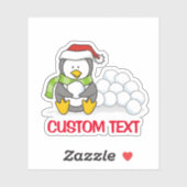 クリスマスペンギン座って雪玉 シール (シート)