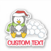 クリスマスペンギン座って雪玉 シール (正面)