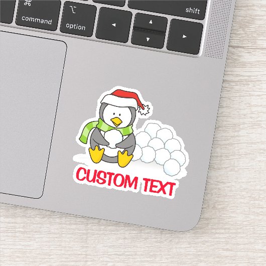 クリスマスペンギン座って雪玉 シール (詳細)