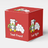 クリスマスペンギン座って雪玉 フェイバーボックス (正面サイド)