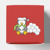 クリスマスペンギン座って雪玉 フェイバーボックス (上部)