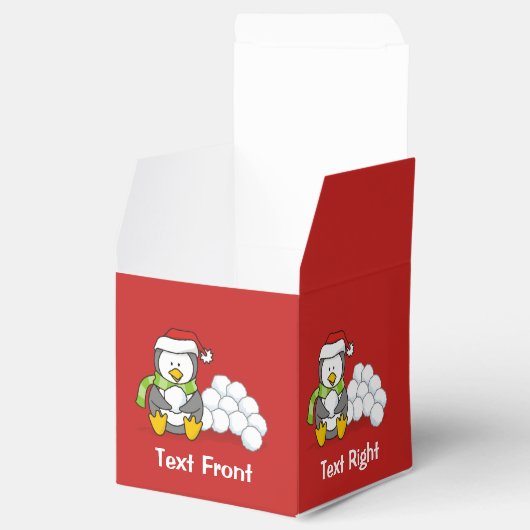 クリスマスペンギン座って雪玉 フェイバーボックス (オープン)