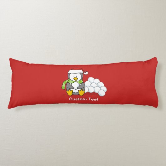 クリスマスペンギン座って雪玉 ボディピロー (正面)