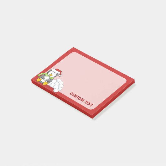 クリスマスペンギン座って雪玉 ポストイット (アングル)