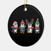 クリスマスペンギン恋人かわいい動物ファミリークリスマス セラミックオーナメント (左)