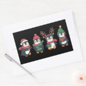 クリスマスペンギン愛好家 かわいい動物 クリスマス ファミリー 長方形シール (封筒)