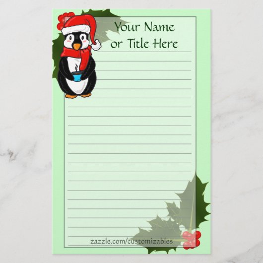 クリスマスペンギン文房具 便箋 (正面)