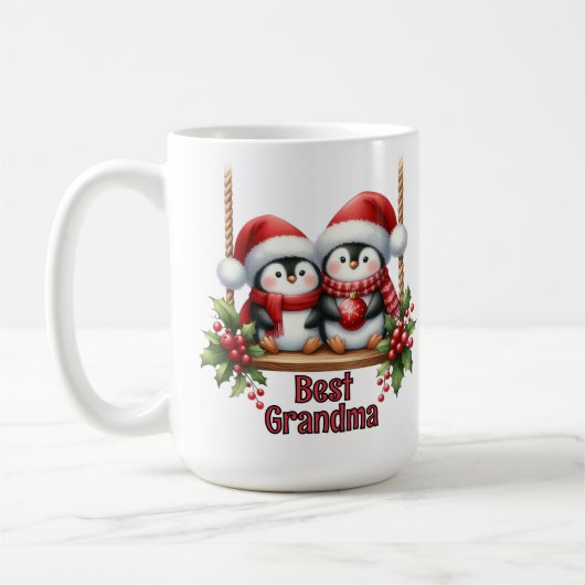 クリスマスペンギン最高のズおばあちゃん コーヒーマグカップ (左)