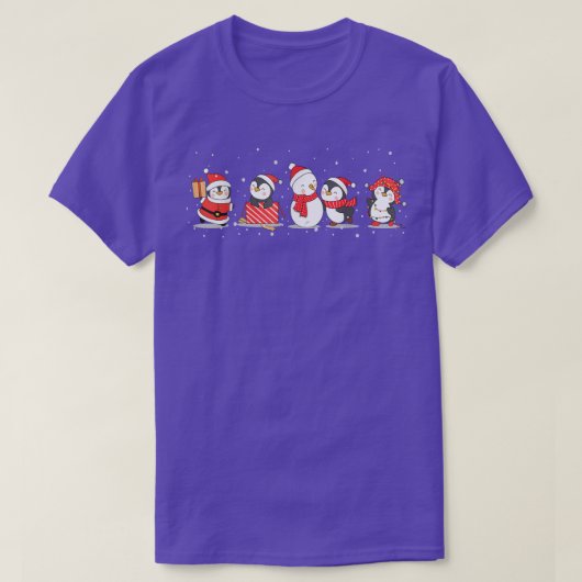 クリスマスペンギン楽しいクリスマスハッピーニューイヤー Tシャツ (デザイン正面)