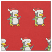 クリスマスペンギン歩くオン雪模様 ファブリック (クローズアップ)