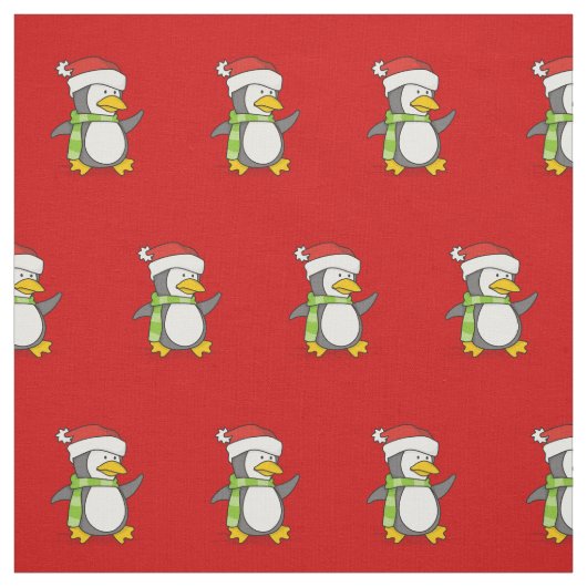 クリスマスペンギン歩くオン雪模様 ファブリック (見本)