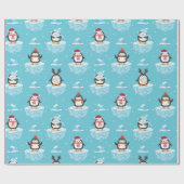 クリスマスペンギン氷のフローパターン ラッピングペーパー (フラット)