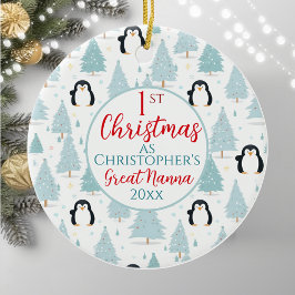 クリスマスペンギン素晴らしナンナブルー セラミックオーナメント