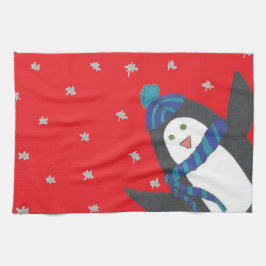 クリスマスペンギン赤 キッチンタオル