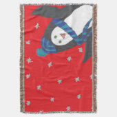 クリスマスペンギン赤 スローブランケット (正面縦)