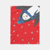 クリスマスペンギン赤 フリースブランケット (正面)