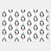 クリスマスペンギン雪お洒落片 ラッピングペーパーシート (正面)