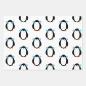 クリスマスペンギン雪お洒落片 ラッピングペーパーシート (正面2)