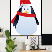 クリスマスペンギン顔 ポスター (ホームオフィス)