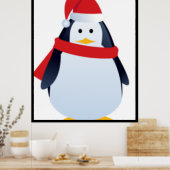 クリスマスペンギン顔 ポスター (キッチン)