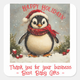 クリスマスペンギン、ありがとう スクエアシール