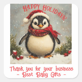 クリスマスペンギン、ありがとう スクエアシール