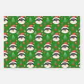 クリスマスペンギン、オーナメント、ギフトグリーン ラッピングペーパーシート (正面)