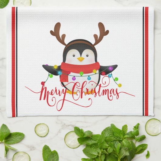 クリスマスペンギン キッチンタオル (折り畳み)