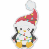 クリスマスペンギン、サンタハット、クリスマスライト シール (正面)