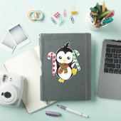 クリスマスペンギン、スカーフ付きペンギン、キャンディーケーン シール (iPadカバー)