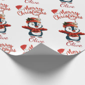 クリスマスペンギン |パーソナライズされた | ラッピングペーパー (角)