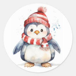 クリスマスペンギン ラウンドシール