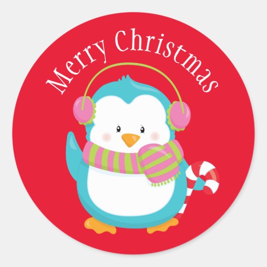 クリスマスペンギン ラウンドシール (正面)