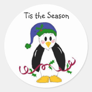 クリスマスペンギン ラウンドシール