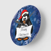クリスマスペンギン ラウンド壁時計 (傾斜)