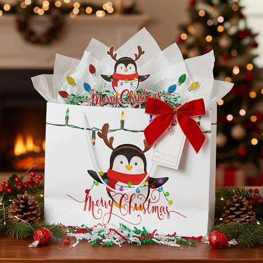 クリスマスペンギン ラージペーパーバッグ