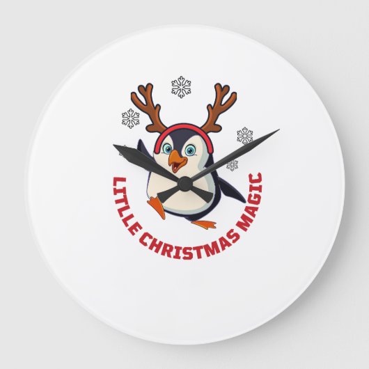 クリスマスペンギン ラージ壁時計 (正面)