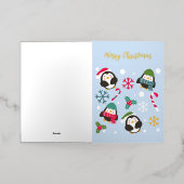 クリスマスペンギン 箔グリーティングカード (外側レイダウン)