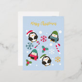 クリスマスペンギン 箔シーズンポストカード (正面/裏面)