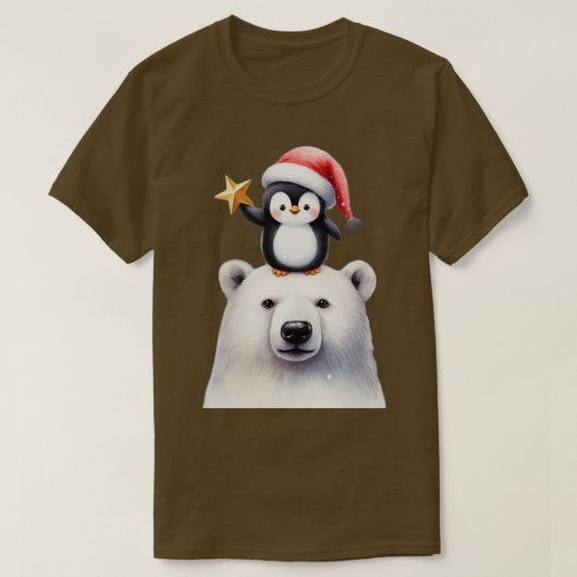 クリスマスペンギン Tシャツ (デザイン正面)
