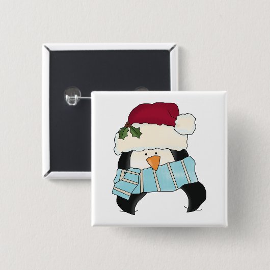 クリスマスペンギンTシャツとギフト 缶バッジ (正面&裏面)