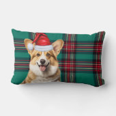 クリスマスペンブロークウェルシュコーギードッグホリデープレイド ランバークッション (裏面)