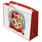 クリスマスペンブロークウェルシュコーギー子犬 ラージペーパーバッグ (裏面アングル)
