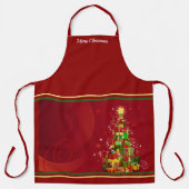 クリスマスホステルのパーソナライズ名または文字赤 エプロン (正面)