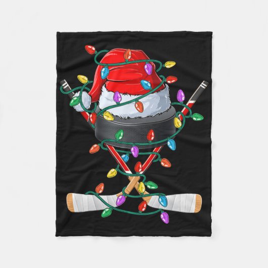 クリスマスホッケークリスマスサンタスポーツハットバイルキッズB フリースブランケット (正面)